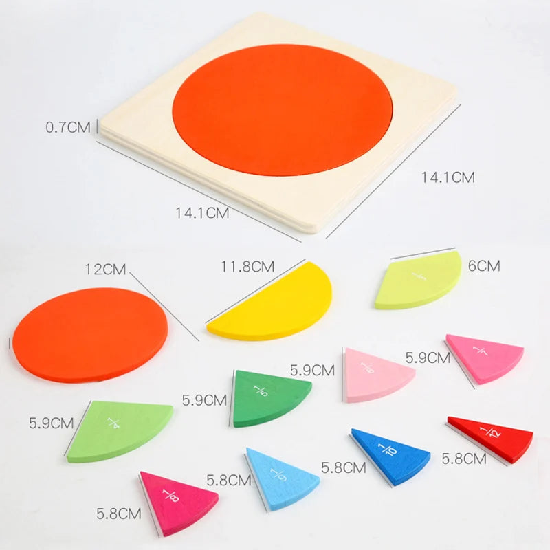 Puzzle in Legno Montessoriano per Frazioni. La Matematica Diventa Visiva e Divertente