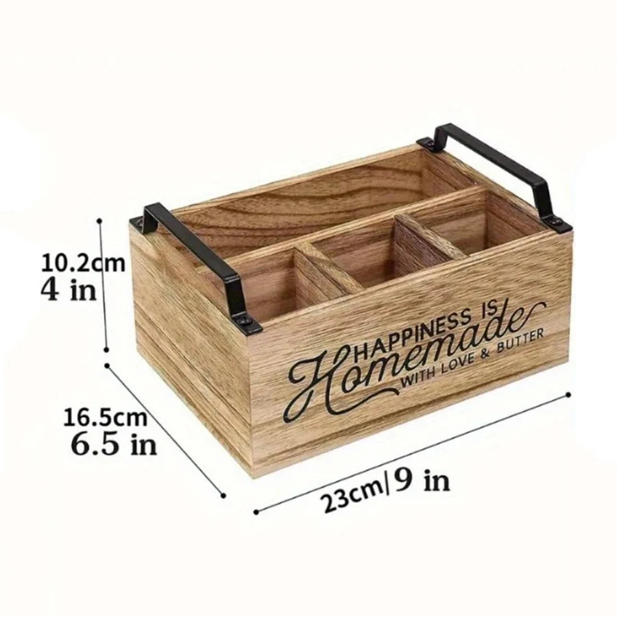 Rustic Order. Scatola Organizer in Legno per Utensili e Oggetti Vari per Cucina o Coffee Bar