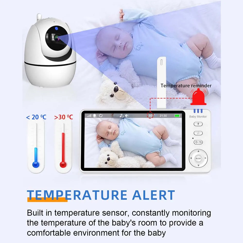 Telecamera Sorveglianza. Monitor Video per Bambini 5 Pollici HD. Sorveglianza Intelligente, Tranquillità Sempre e Ovunque 👶🔒