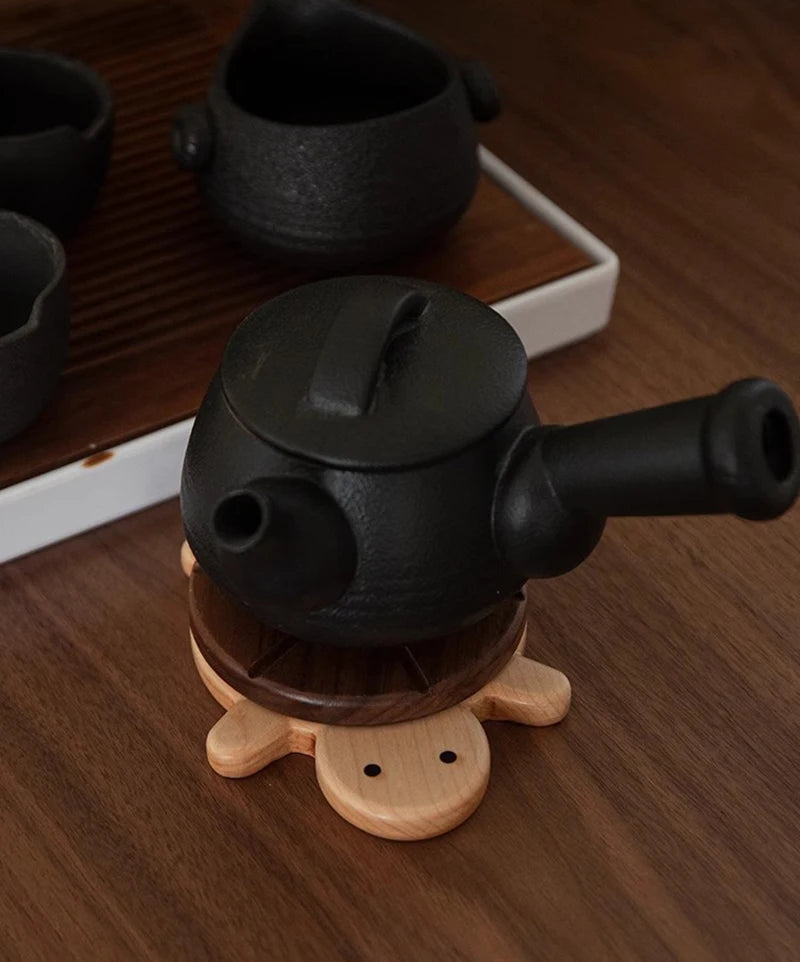 Tappetino isolante a forma di tartaruga in noce nera, creativo e grazioso, sottopentola per bollitore anti-scottature 🐢