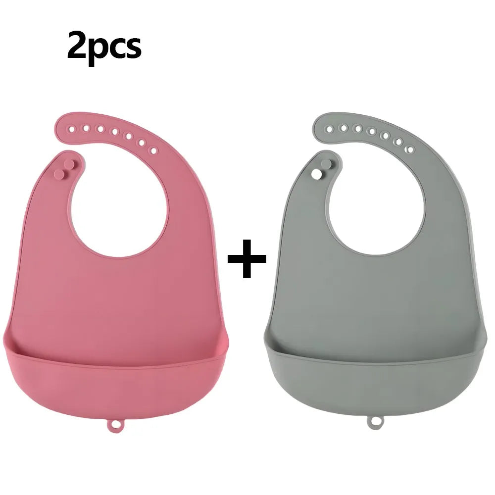 1/2pcs Food Grade Silicone Baby Eating Bibs Easy to Clean Baby Bibs Drool Towels Waterproof Children Silicone Drool Bibs