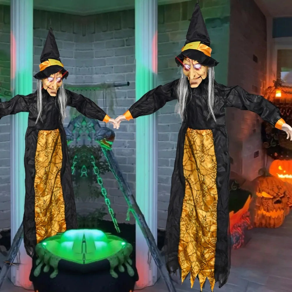 Life-Size Talking Witch Halloween Decor – Spooky Animated Prop
