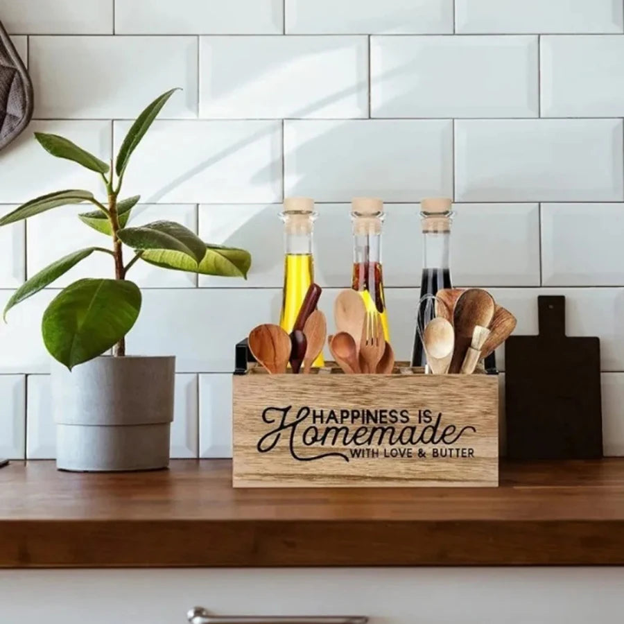 Rustic Order. Scatola Organizer in Legno per Utensili e Oggetti Vari per Cucina o Coffee Bar