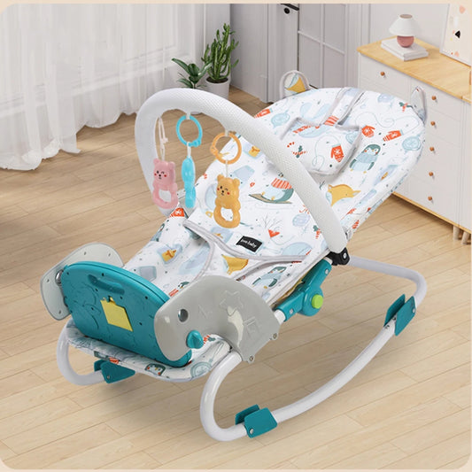 2-in-1 Baby Bouncer Rocking Chair with Music & Toys – The Perfect Seat for Your Baby’s Comfort and Playtime