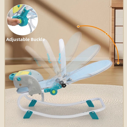 2-in-1 Sedia Rocking per Bambini con Musica e Giocattoli. Il Posto Perfetto per il Comfort e il Gioco del Tuo Bambino