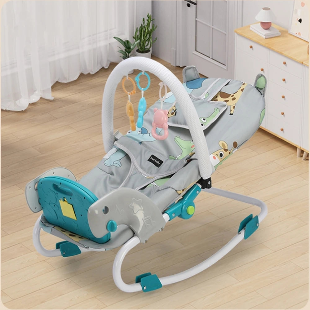 2-in-1 Sedia Rocking per Bambini con Musica e Giocattoli. Il Posto Perfetto per il Comfort e il Gioco del Tuo Bambino
