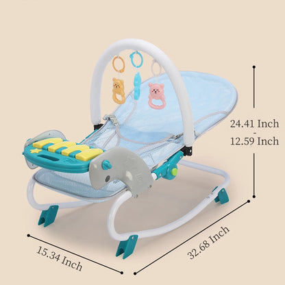 2-in-1 Sedia Rocking per Bambini con Musica e Giocattoli. Il Posto Perfetto per il Comfort e il Gioco del Tuo Bambino