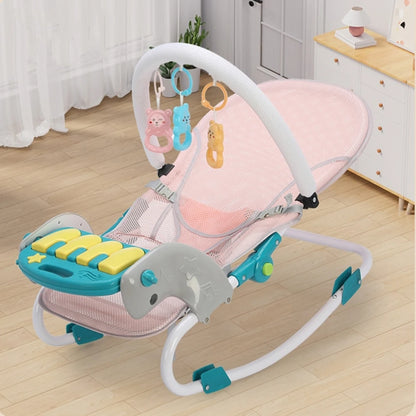 2-in-1 Sedia Rocking per Bambini con Musica e Giocattoli. Il Posto Perfetto per il Comfort e il Gioco del Tuo Bambino