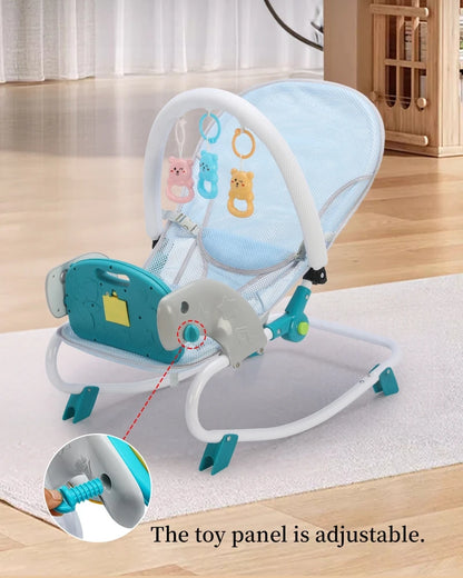 2-in-1 Sedia Rocking per Bambini con Musica e Giocattoli. Il Posto Perfetto per il Comfort e il Gioco del Tuo Bambino