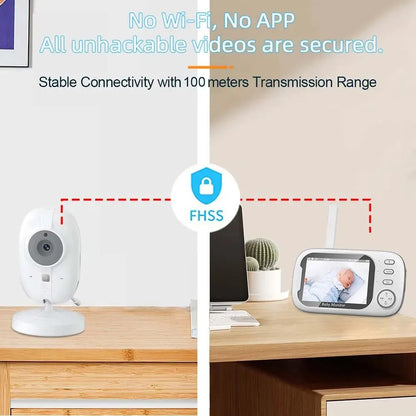 Baby Monitor 3.5 pollici con Audio, Visione Notturna e Termometro. Sicurezza Totale