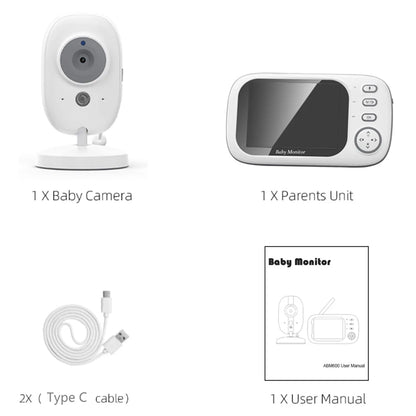 Baby Monitor 3.5 pollici con Audio, Visione Notturna e Termometro. Sicurezza Totale