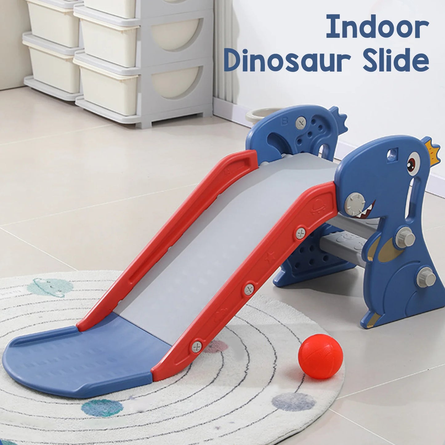 Scivolo Pieghevole per Bambini con Tema Dinosauro. Divertimento Sicuro e Educativo per Bambini da 0 a 3 Anni