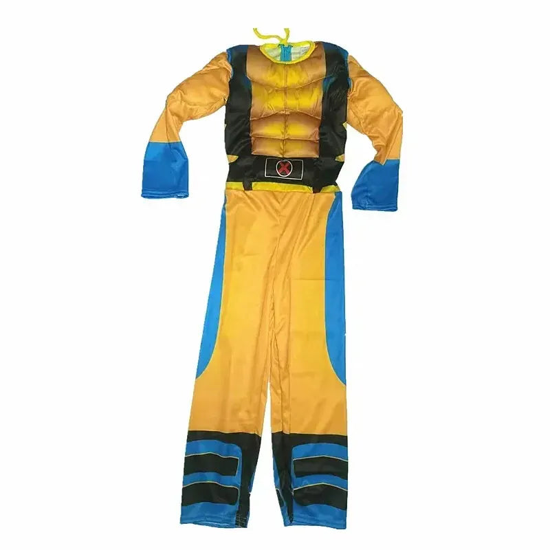 Costume Halloween Wolverine Bambini. Tuta Muscolosa con Maschera