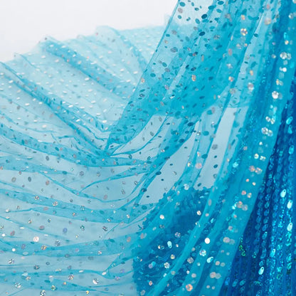 Vestito Halloween. Abito da Principessa Elsa Blu con Paillettes.