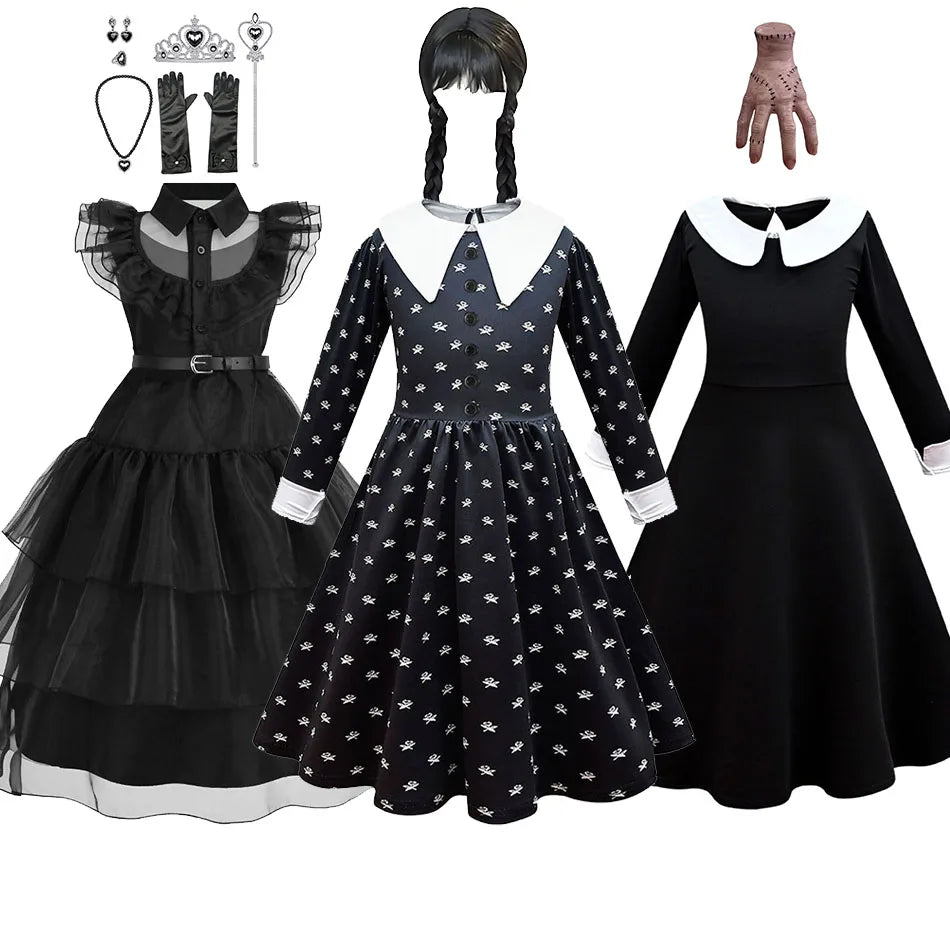 Costume Halloween Wednesday Addams Bambina: Feste e Cosplay per Bambine