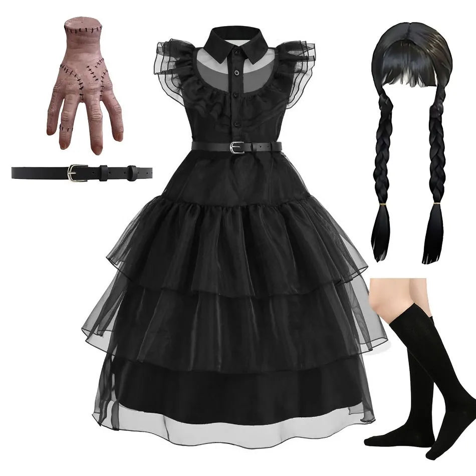 Costume Halloween Wednesday Addams Bambina: Feste e Cosplay per Bambine