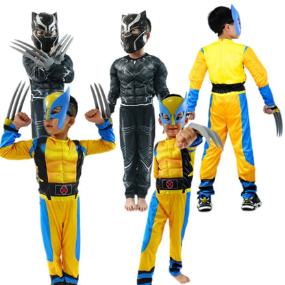 Costume Halloween Wolverine Bambini. Tuta Muscolosa con Maschera
