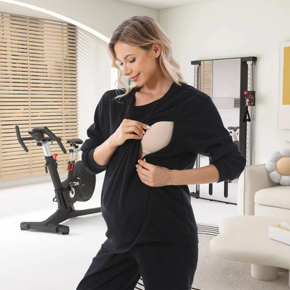 Felpa donna in attesa Allattamento Manica Lunga. Moda prenatal.