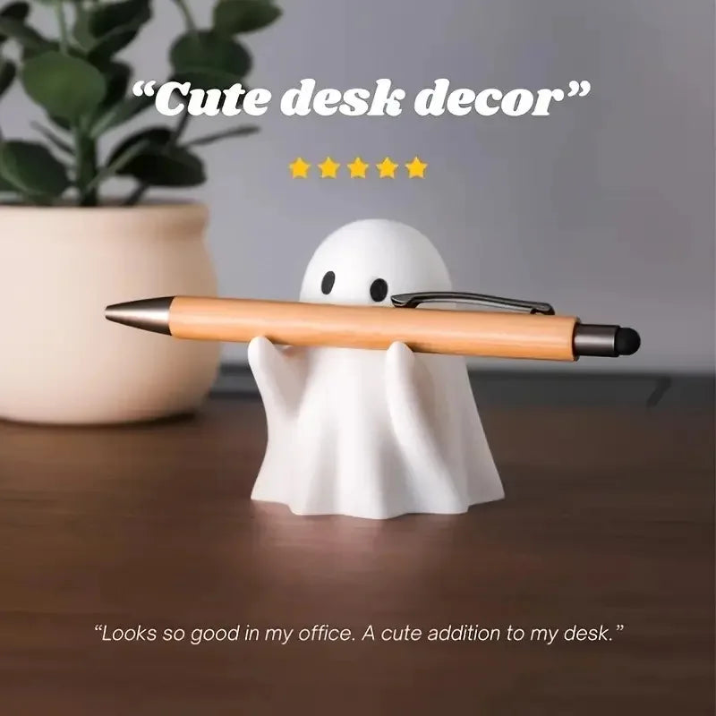 Cute Ghost Pen Holder. Funny Halloween Desk Decor