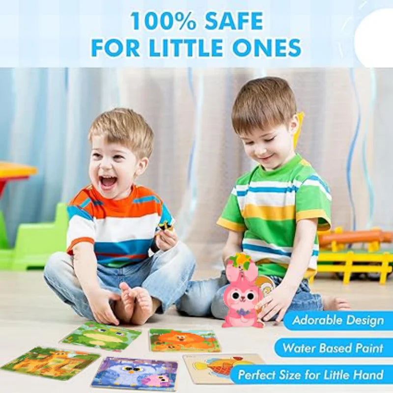 Puzzle Montessori in Legno con Animali. Apprendimento Creativo per Bambini da 2 a 7 Anni 🦁🦓