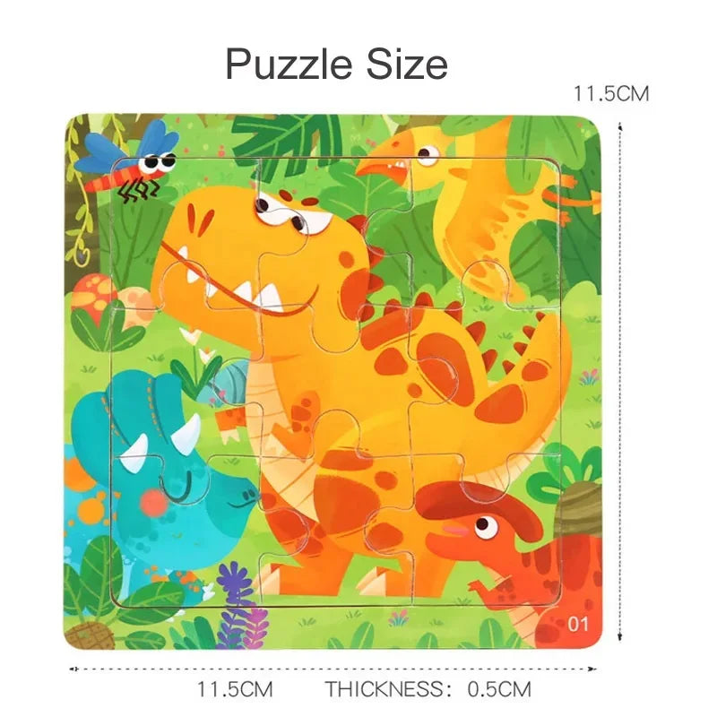 Puzzle Montessori in Legno con Animali. Apprendimento Creativo per Bambini da 2 a 7 Anni 🦁🦓