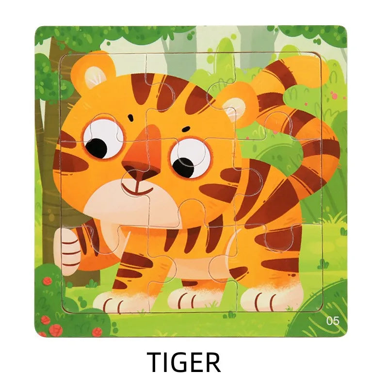 Puzzle Montessori in Legno con Animali. Apprendimento Creativo per Bambini da 2 a 7 Anni 🦁🦓