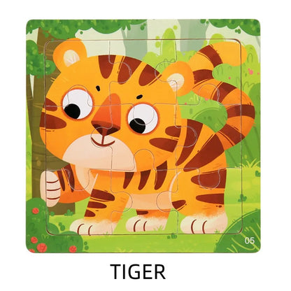 Puzzle Montessori in Legno con Animali. Apprendimento Creativo per Bambini da 2 a 7 Anni 🦁🦓