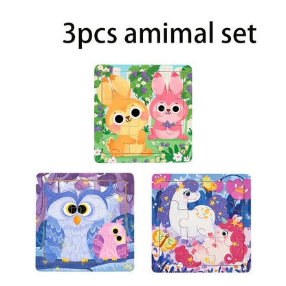 Puzzle Montessori in Legno con Animali. Apprendimento Creativo per Bambini da 2 a 7 Anni 🦁🦓