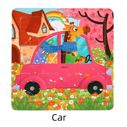 Puzzle Montessori in Legno con Animali. Apprendimento Creativo per Bambini da 2 a 7 Anni 🦁🦓