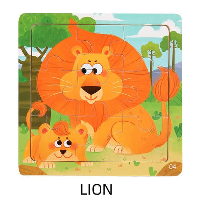 Puzzle Montessori in Legno con Animali. Apprendimento Creativo per Bambini da 2 a 7 Anni 🦁🦓