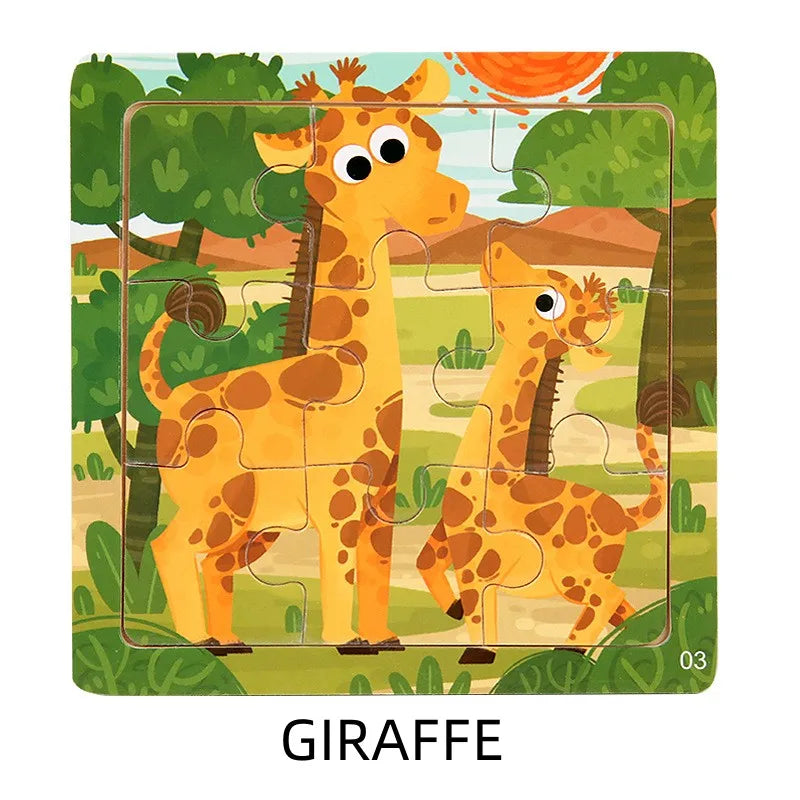 Puzzle Montessori in Legno con Animali. Apprendimento Creativo per Bambini da 2 a 7 Anni 🦁🦓