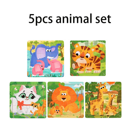 Puzzle Montessori in Legno con Animali. Apprendimento Creativo per Bambini da 2 a 7 Anni 🦁🦓