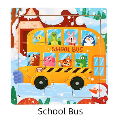 Puzzle Montessori in Legno con Animali. Apprendimento Creativo per Bambini da 2 a 7 Anni 🦁🦓