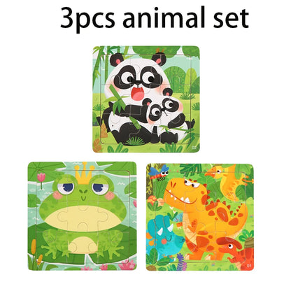 Puzzle Montessori in Legno con Animali. Apprendimento Creativo per Bambini da 2 a 7 Anni 🦁🦓