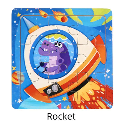 Puzzle Montessori in Legno con Animali. Apprendimento Creativo per Bambini da 2 a 7 Anni 🦁🦓