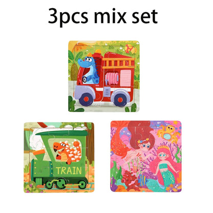 Puzzle Montessori in Legno con Animali. Apprendimento Creativo per Bambini da 2 a 7 Anni 🦁🦓