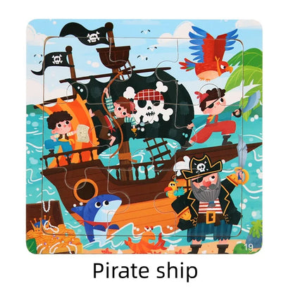 Puzzle Montessori in Legno con Animali. Apprendimento Creativo per Bambini da 2 a 7 Anni 🦁🦓