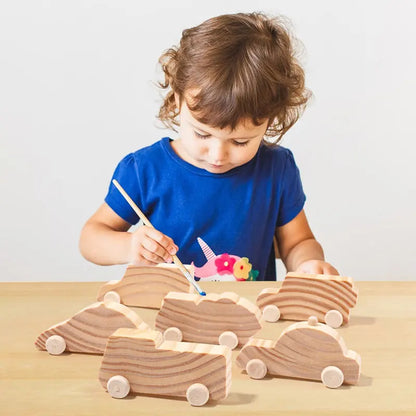 Set di Giocattoli in Legno 3D. Auto da Colorare Montessori per Bambini. Kit Educativo DIY. Gioco Montessori.