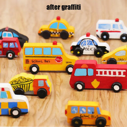 Set di Giocattoli in Legno 3D. Auto da Colorare Montessori per Bambini. Kit Educativo DIY. Gioco Montessori.