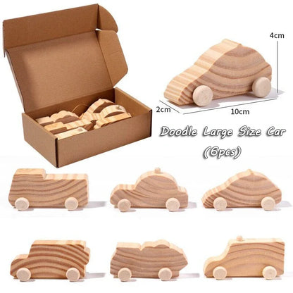 Set di Giocattoli in Legno 3D. Auto da Colorare Montessori per Bambini. Kit Educativo DIY. Gioco Montessori.