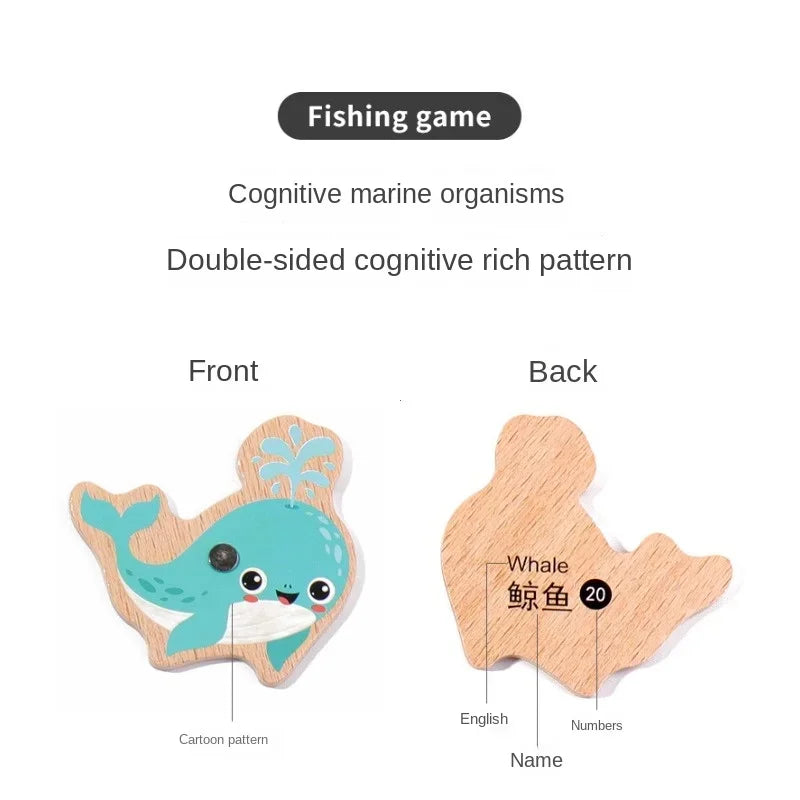 Gioco Montessori in Legno da Pesca: Giocattolo Educativo con Tema Vita Marina