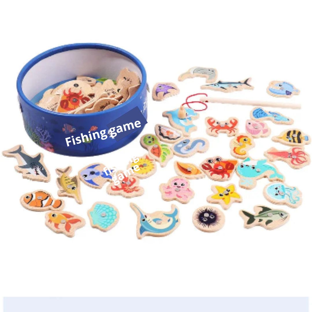 Gioco Montessori in Legno da Pesca: Giocattolo Educativo con Tema Vita Marina