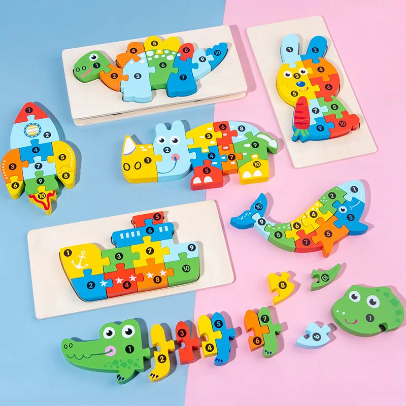 Puzzle Montessori 3D in Legno. Dinosauri e Animali Colorati per Piccoli Grandi Esploratori! 🦕🎨