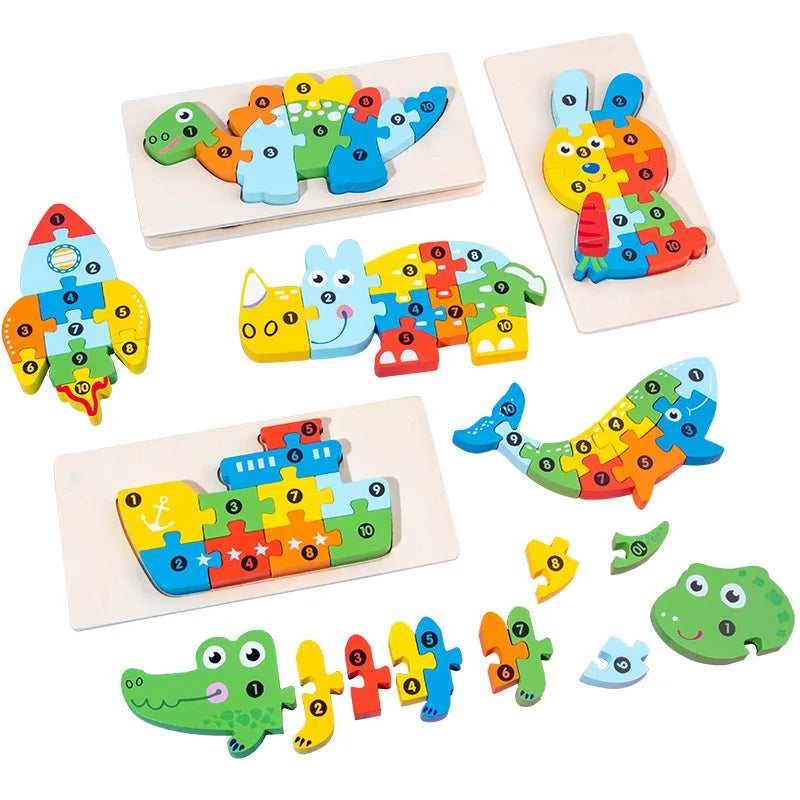 Puzzle Montessori 3D in Legno. Dinosauri e Animali Colorati per Piccoli Grandi Esploratori! 🦕🎨