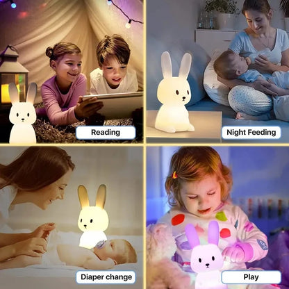 Coniglietto morbido e luminoso. Luce Notturna in Silicone con Sensore Touch per Bambini