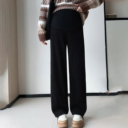 Pantaloni Premaman a Gamba Larga ad Alta Vita. Primavera/Autunno