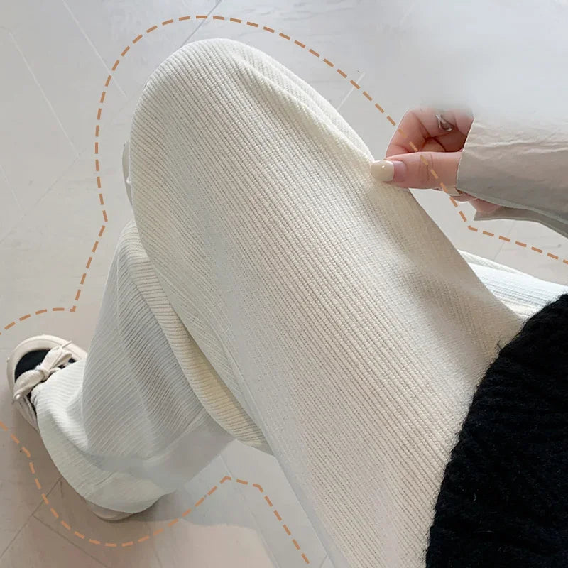 Pantaloni Premaman a Gamba Larga ad Alta Vita. Primavera/Autunno