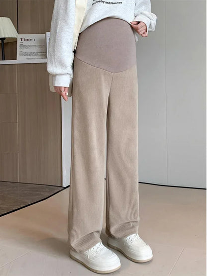 Pantaloni Premaman a Gamba Larga ad Alta Vita. Primavera/Autunno