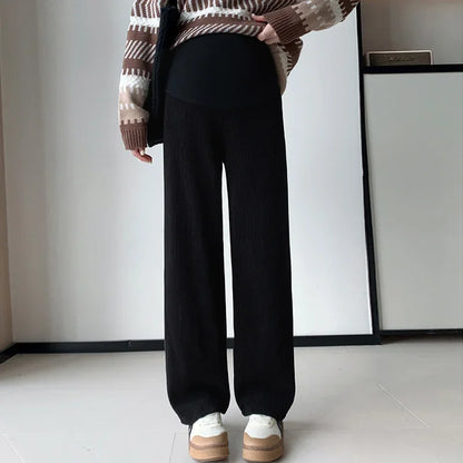 Pantaloni Premaman a Gamba Larga ad Alta Vita. Primavera/Autunno