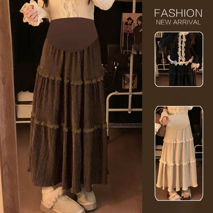 Gonna Lunga Premaman Elegante in Pizzo | Vita Alta & Volant